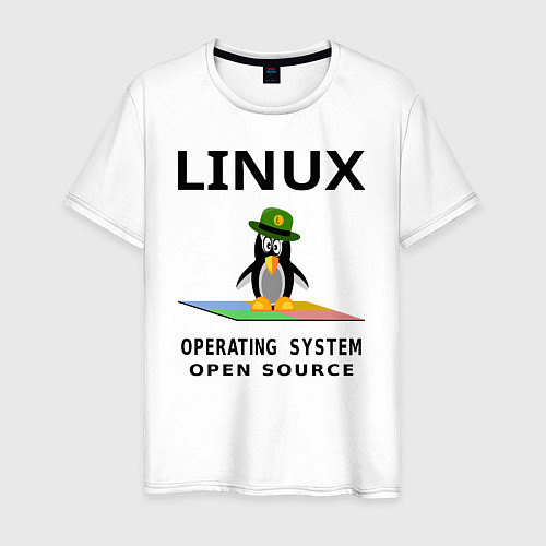Мужская футболка Пингвин линукс / Белый – фото 1