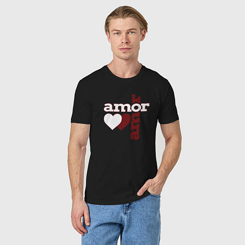 Мужская футболка Amor, Amor - два сердца / Черный – фото 3