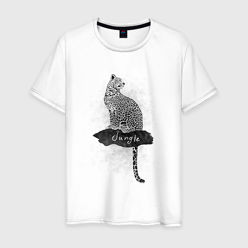 Мужская футболка Леопард на ветке / Белый – фото 1