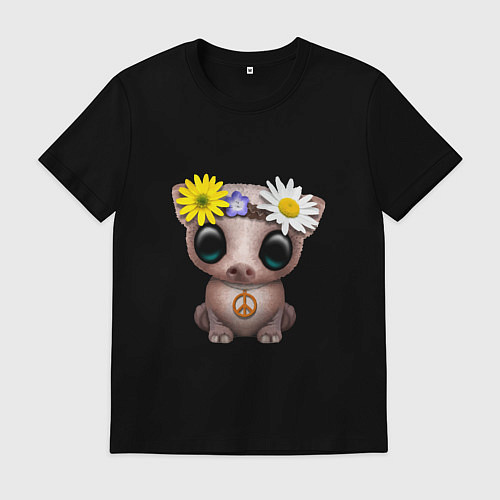 Мужская футболка Мир - Свинка / Черный – фото 1