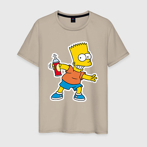 Мужская футболка Барт Симпсон с баплончиком для граффити / Миндальный – фото 1