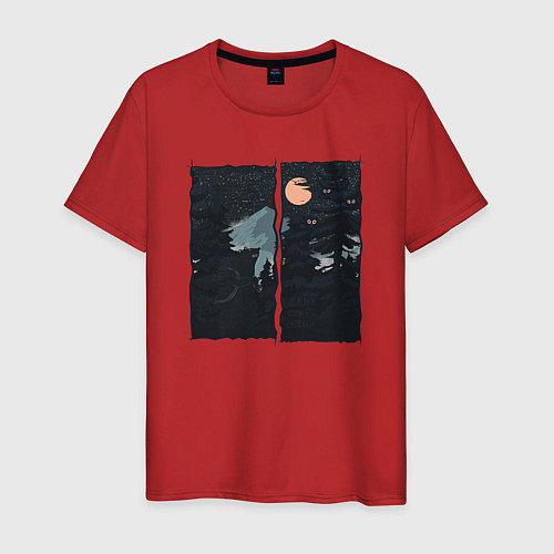 Мужская футболка Оранжевая луна и ночные путешествия / Красный – фото 1