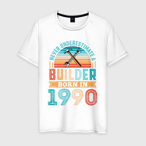 Мужская футболка Никогда не недооценивай строителя 1990 года / Белый – фото 1