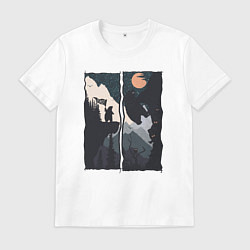 Мужская футболка Оранжевая луна и дикий альпинизм