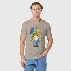 Футболка хлопковая мужская Прикольная семейка Симпсонов, цвет: миндальный — фото 2