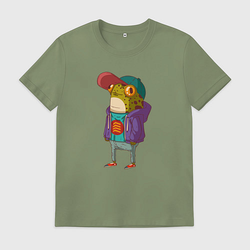 Мужская футболка Забавная лягуха -репер / Авокадо – фото 1