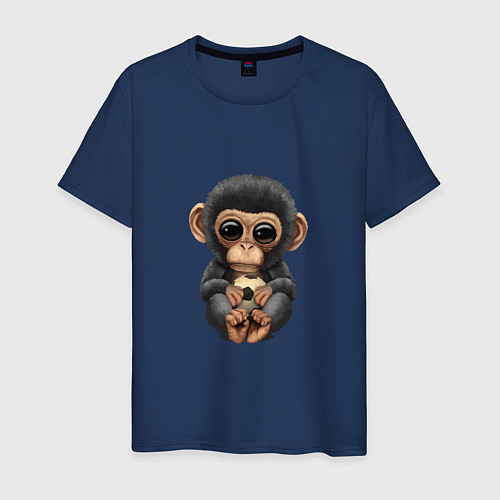 Мужская футболка Футбол - Шимпанзе / Тёмно-синий – фото 1