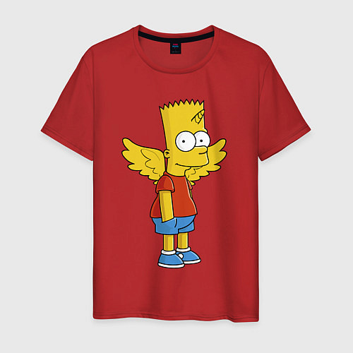 Мужская футболка Барт Симпсон - единорог / Красный – фото 1