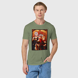 Футболка хлопковая мужская Тенген и Ренгоку красивые - Клинок рассекающий дем, цвет: авокадо — фото 2