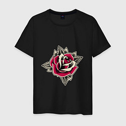 Футболка хлопковая мужская Бутон розы, цвет: черный