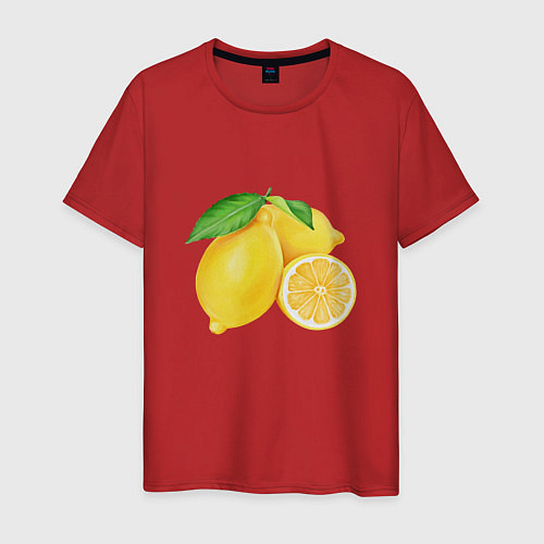 Мужская футболка Сочные лимоны / Красный – фото 1