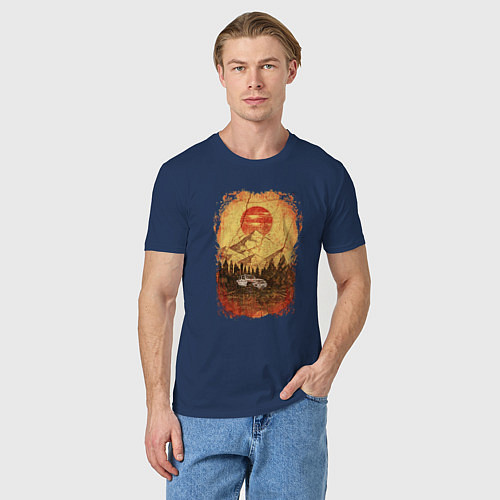 Мужская футболка Внедорожник и солнце / Тёмно-синий – фото 3