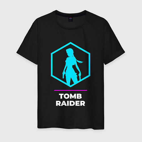 Мужская футболка Символ Tomb Raider в неоновых цветах / Черный – фото 1