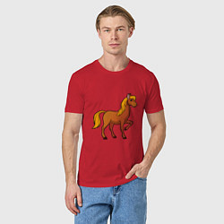 Футболка хлопковая мужская Конь бьет копытом, цвет: красный — фото 2