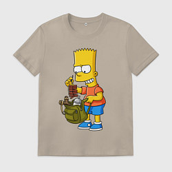Мужская футболка Барт Симпсон разбирает свой рюкзак