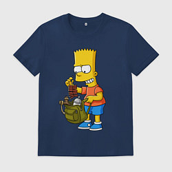 Мужская футболка Барт Симпсон разбирает свой рюкзак