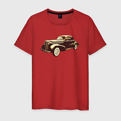 Футболка хлопковая мужская Рисунок ретро-автомобиля, цвет: красный