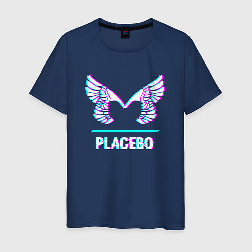 Мужская футболка Placebo glitch rock / Тёмно-синий – фото 1