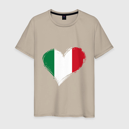 Мужская футболка Сердце - Италия / Миндальный – фото 1