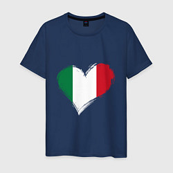 Футболка хлопковая мужская Сердце - Италия, цвет: тёмно-синий