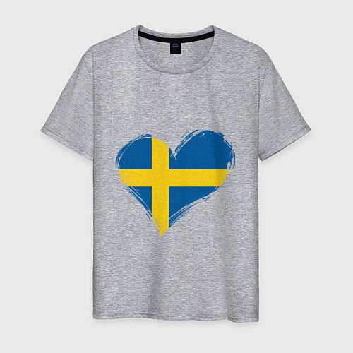 Мужская футболка Сердце - Швеция / Меланж – фото 1