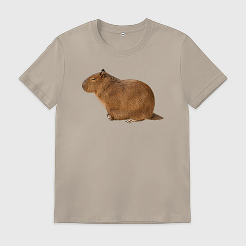 Мужская футболка Капибара сидит и спит / Миндальный – фото 1