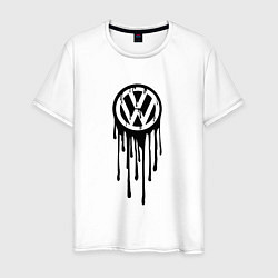 Футболка хлопковая мужская Volkswagen - art logo, цвет: белый