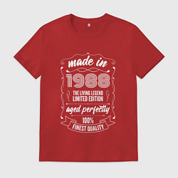 Футболка хлопковая мужская Made in 1988 retro old school, цвет: красный