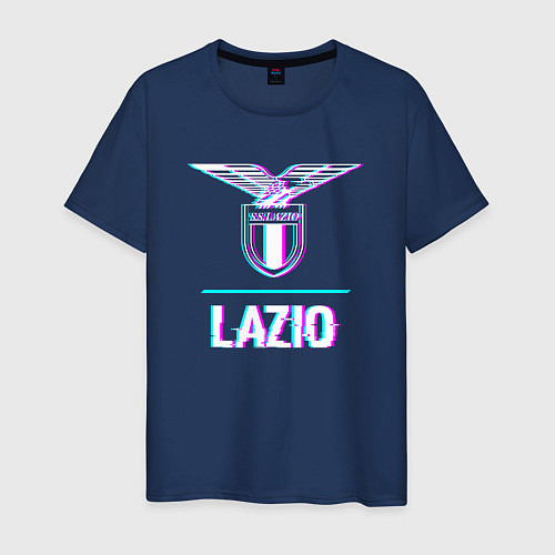 Мужская футболка Lazio FC в стиле glitch / Тёмно-синий – фото 1