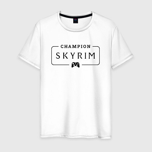 Мужская футболка Skyrim gaming champion: рамка с лого и джойстиком / Белый – фото 1