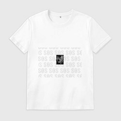 Футболка хлопковая мужская Из тьмы - SOS,HELP, цвет: белый