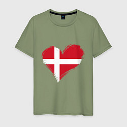 Футболка хлопковая мужская Сердце - Дания, цвет: авокадо