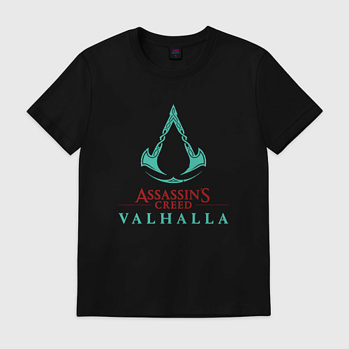Мужская футболка Assassins Creed Valhalla - logo / Черный – фото 1