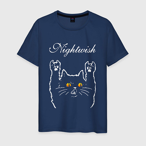 Мужская футболка Nightwish rock cat / Тёмно-синий – фото 1