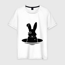Футболка хлопковая мужская Кролик с моноклем, цвет: белый