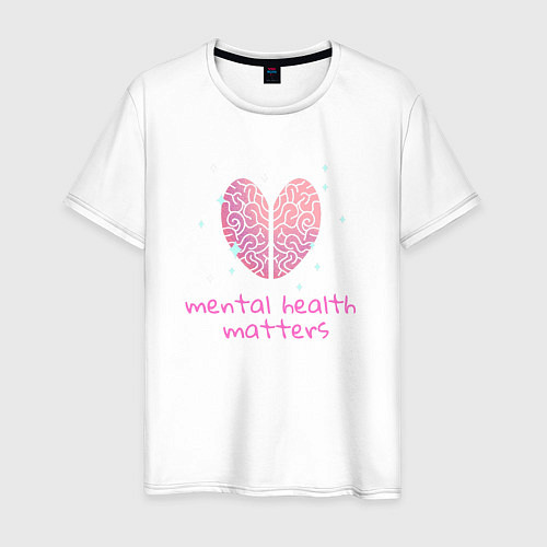 Мужская футболка Mental health matters - brain / Белый – фото 1