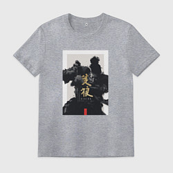 Футболка хлопковая мужская Секиро с катаной, цвет: меланж