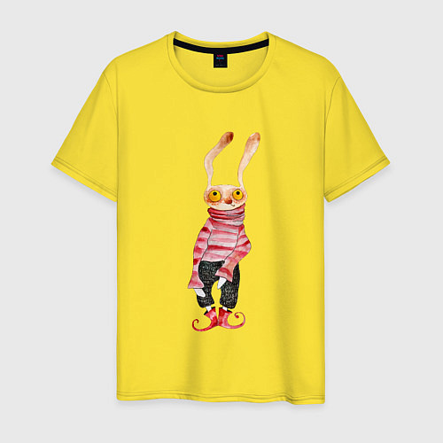 Мужская футболка Заяц в свитере / Желтый – фото 1
