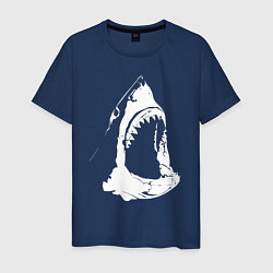 Футболка хлопковая мужская Огромная акулья пасть, цвет: тёмно-синий