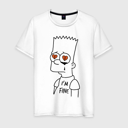 Мужская футболка Im fine - Bart Simpson / Белый – фото 1