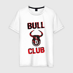 Футболка хлопковая мужская Bull Bitcoin Club, цвет: белый