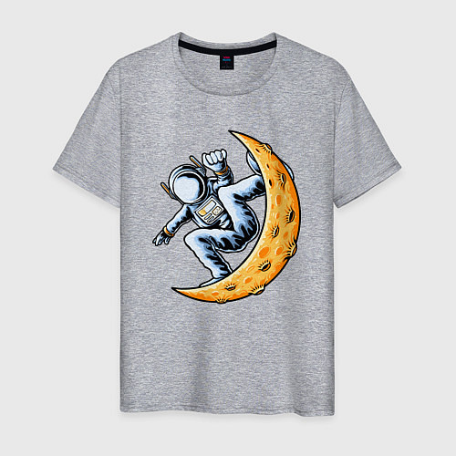 Мужская футболка Космонавт на месяце / Меланж – фото 1