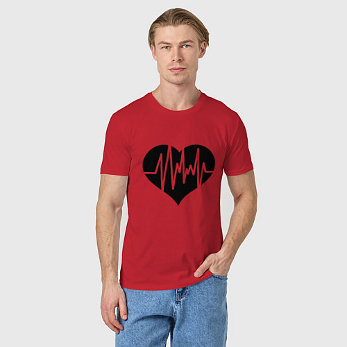 Мужская футболка Кардиограмма сердца / Красный – фото 3