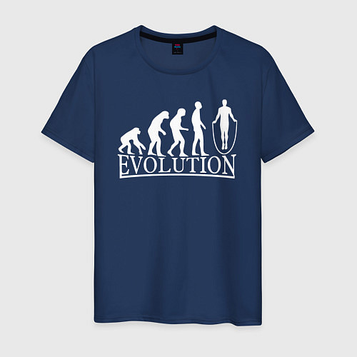 Мужская футболка Эволюция - прыжки со скакалкой / Тёмно-синий – фото 1