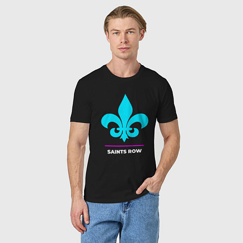 Мужская футболка Символ Saints Row в неоновых цветах / Черный – фото 3