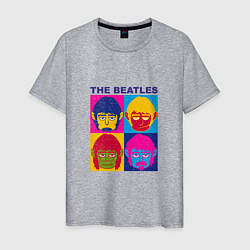 Футболка хлопковая мужская The Beatles Monkeys, цвет: меланж