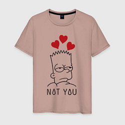 Футболка хлопковая мужская Bart Simpson - not you!, цвет: пыльно-розовый