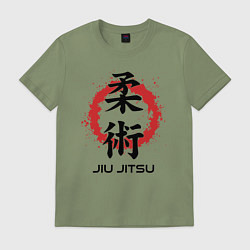 Футболка хлопковая мужская Jiu jitsu red splashes logo, цвет: авокадо