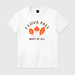 Футболка хлопковая мужская I love fall most of all, цвет: белый