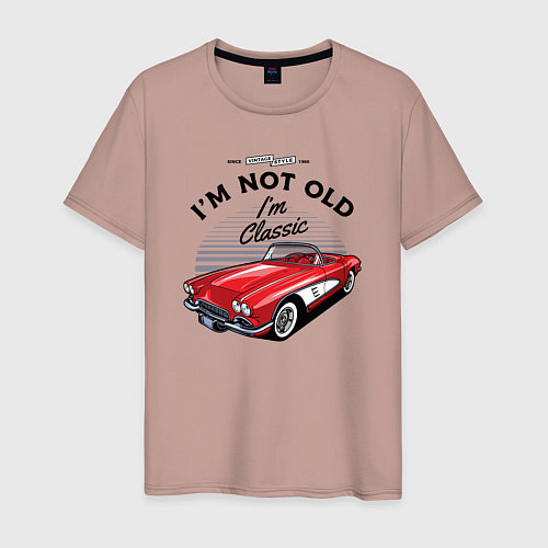 Мужская футболка Старая красная машина / Пыльно-розовый – фото 1